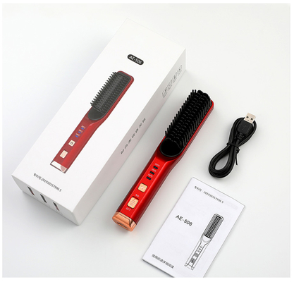 فرشاة فرد الشعر اللاسلكي شاشة LED محمولة USB لاسلكية قابلة لإعادة الشحن
