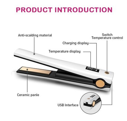 OEM Logo 9 * 1.7inch Wireless Hair Tools Mini Cordless Rechargeable Flat Iron